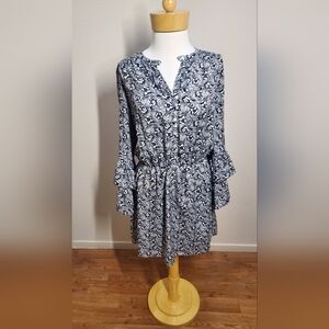 Gianni Bini Black And White Florat Print Patterned Mini Dress